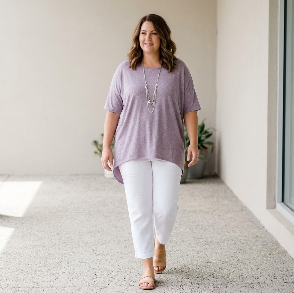 LuLaRoe Irma Tunic 3XL Heathered Purple High Low Top